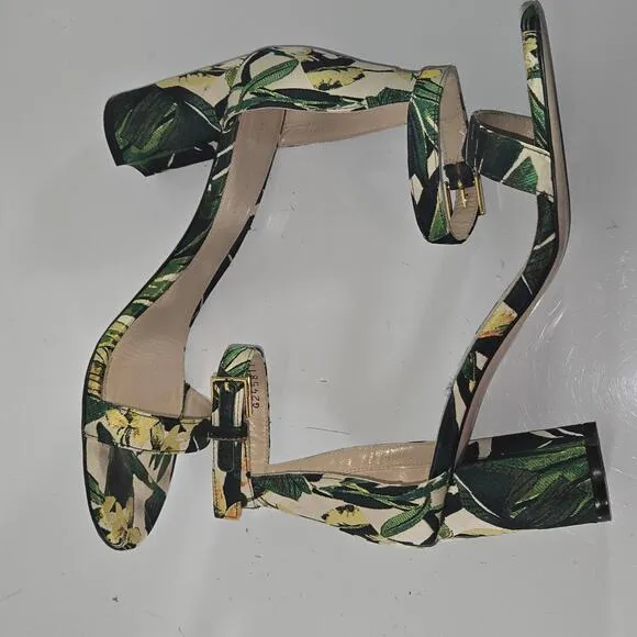 0156 Stuart Weitzman Botanic Green Ankle Strap Heel Sandals 8.5M