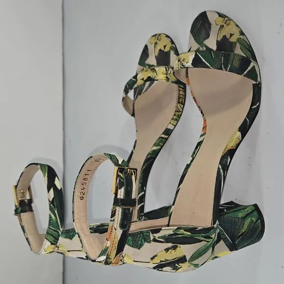 0156 Stuart Weitzman Botanic Green Ankle Strap Heel Sandals 8.5M
