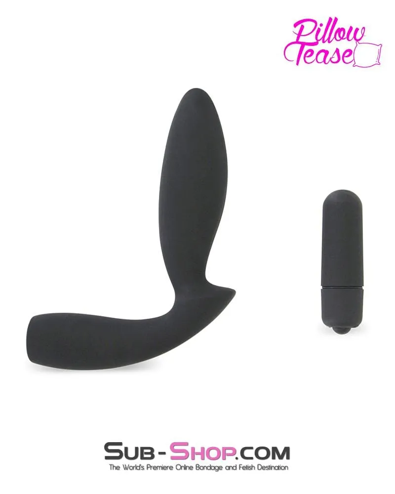 0440E      Black Silicone Butt Plug with Perineum Stimulator
