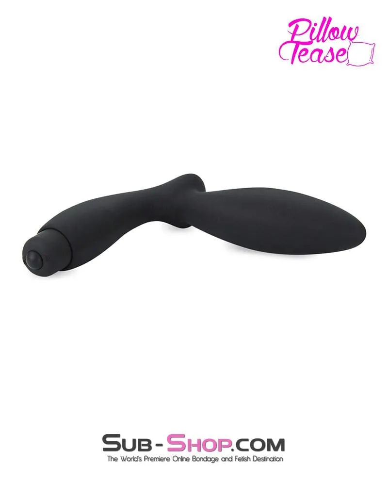 0440E      Black Silicone Butt Plug with Perineum Stimulator