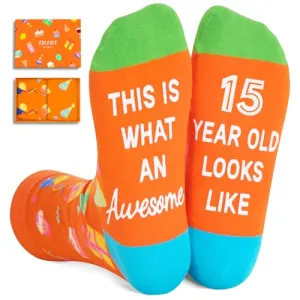 15th Birthday Gifts for 15 Year Old Teenage Girls Boys, 15 Year Old Girl Boy Gift for Teens, Quinceanera Gifts Birthday Socks