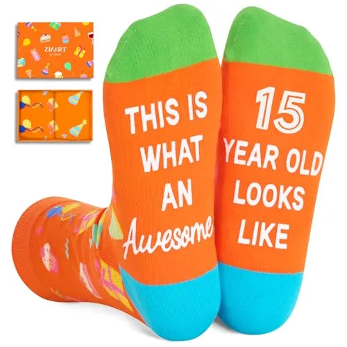 15th Birthday Gifts for 15 Year Old Teenage Girls Boys, 15 Year Old Girl Boy Gift for Teens, Quinceanera Gifts Birthday Socks