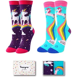 2 Pairs Women's Unicorn Socks Unicorn Gifts For Unicorn Lovers Mom Women