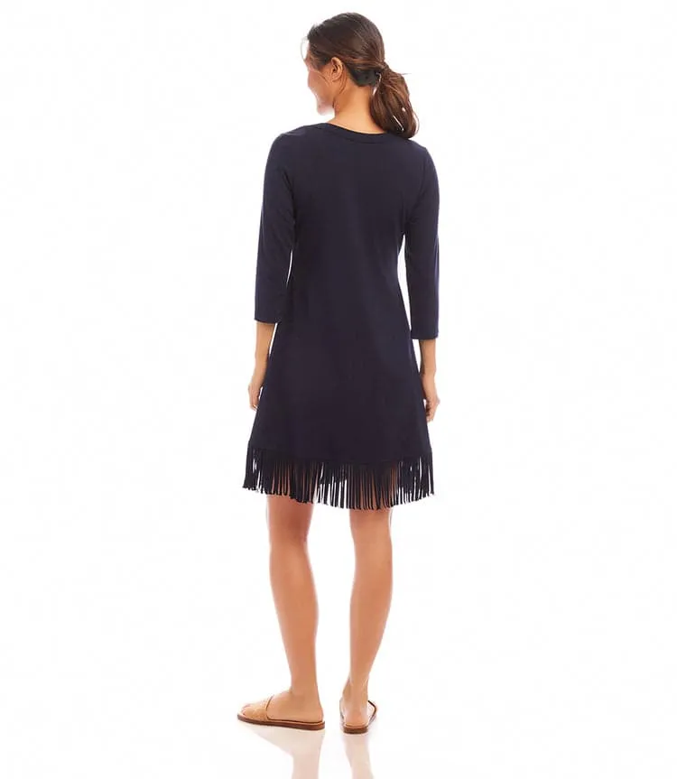 3/4 Sleeve Fringe Hem Dress