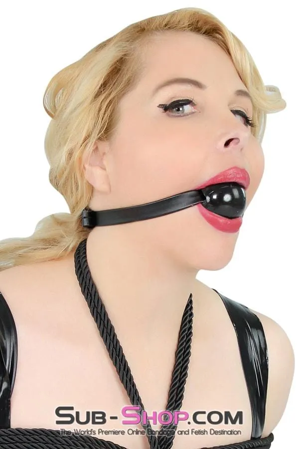4482DL      Large Black Rubber Ballgag on Black Strap - MEGA Deal