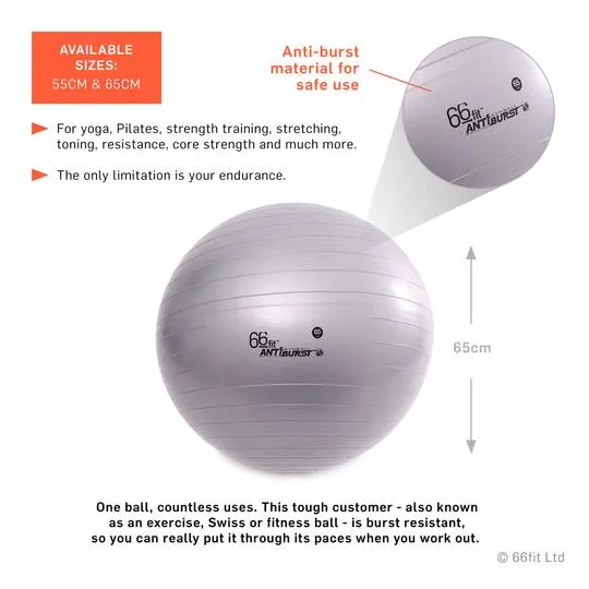 66fit Gym Balls - 8 Sizes - 300KG Anti-Burst