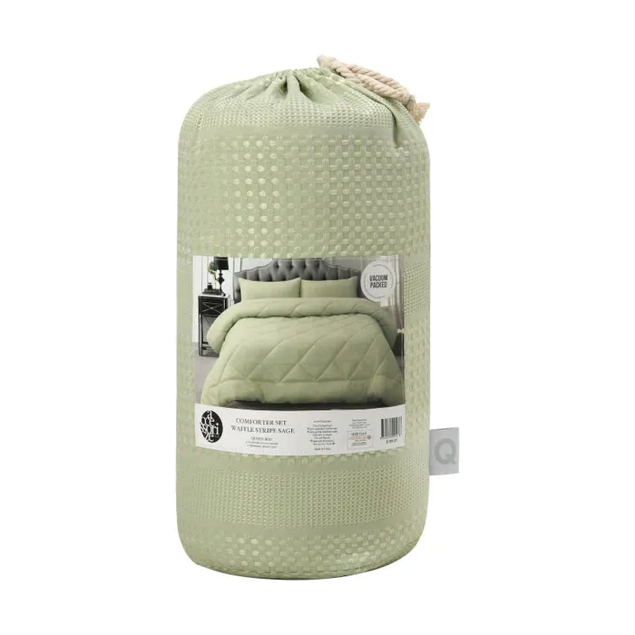Accessorize Waffle Sage 3 Piece Jacquard Comforter Set