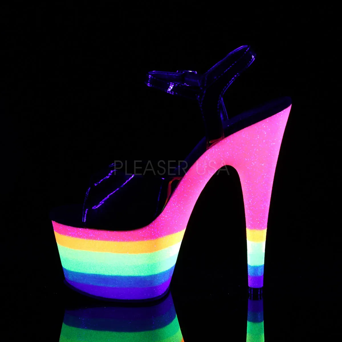 ADORE-709UVRB  Black/Neon Rainbow Glitter