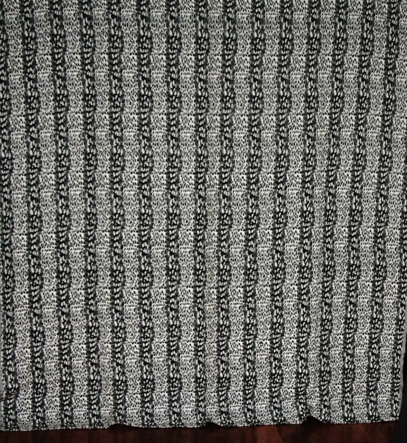 African Leopard Design Blanket Black and White Hand Woven Cotton 70" X 98"