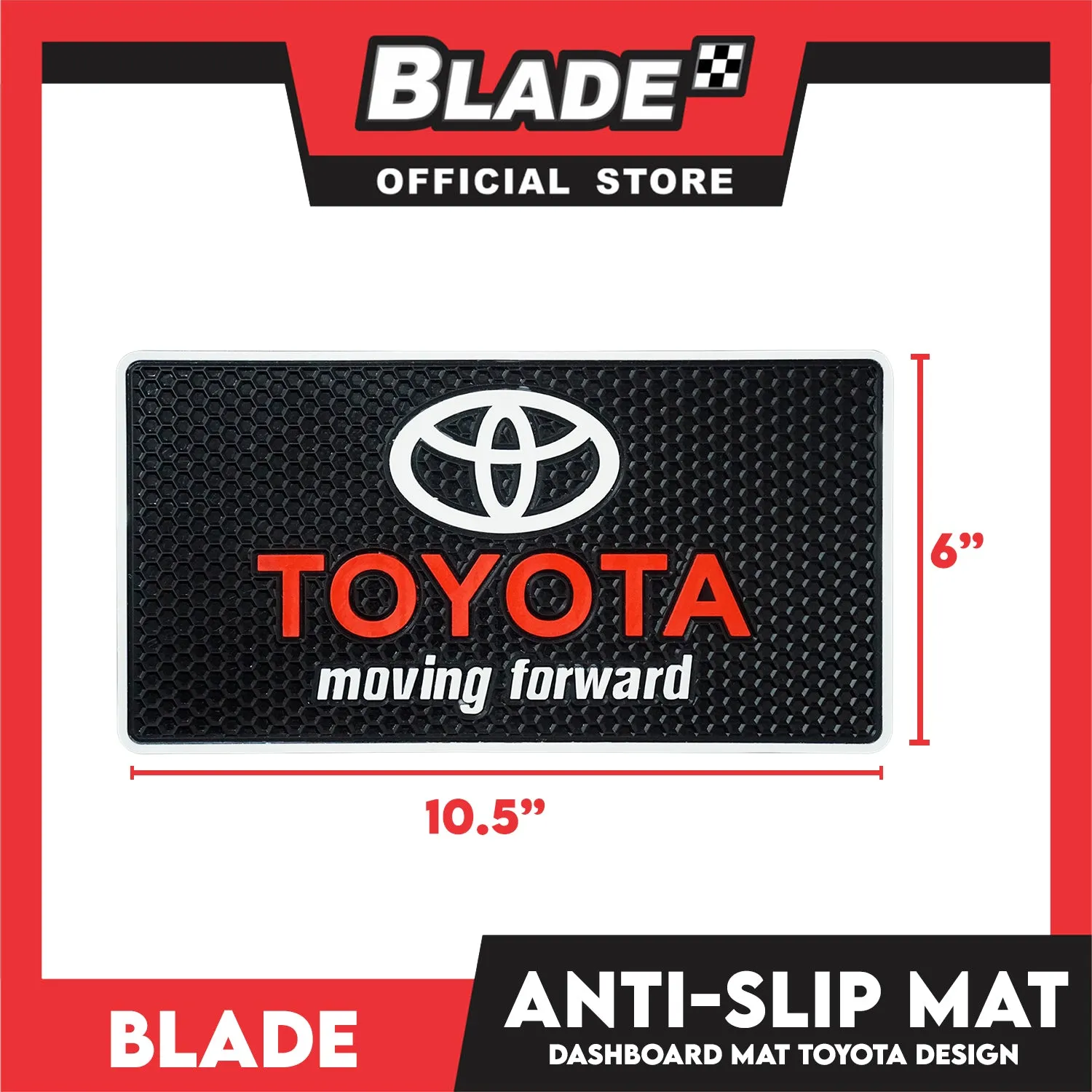 Anti-Slip Mat Car Dashboard Mat Toyota Design (Black)