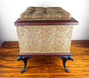 Antique Shoe Shine Stool Box with Cast Iron Griffin Legs