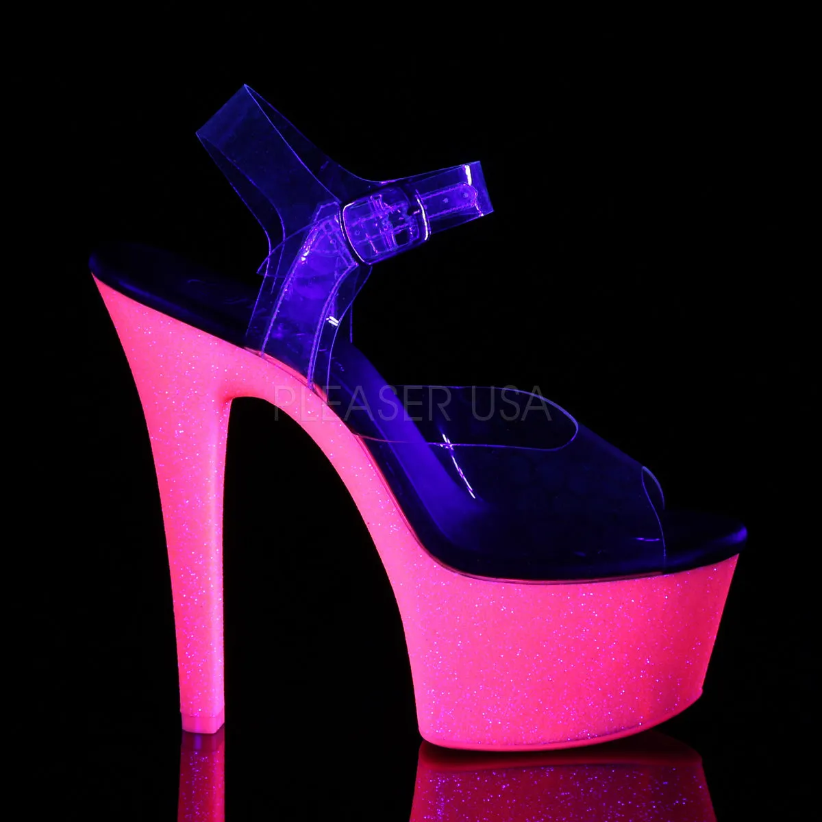 ASPIRE-608UVG  Clear/Neon Hot Pink Glitter