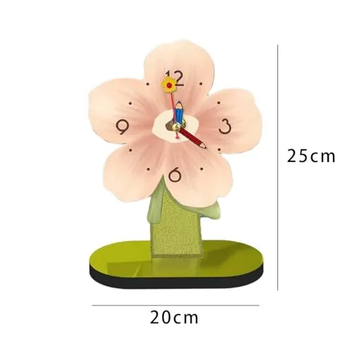 ATORSE® Desktop Clock Ornament Modern Tabletop Clock for Living Room Desktop Bedroom Pink 20cmx25cm