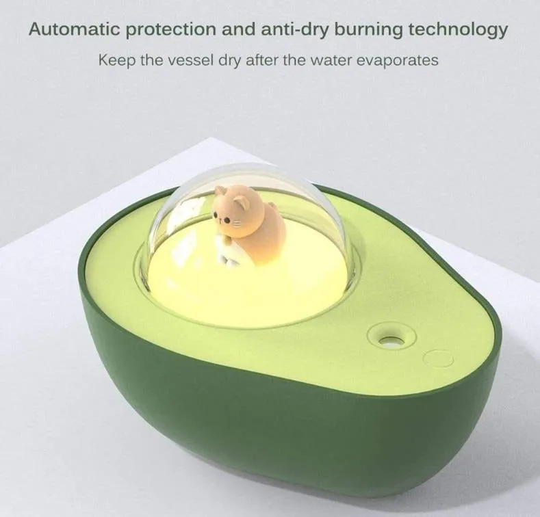 Avocado Humidifier with USB Kitty Bedroom Night Light