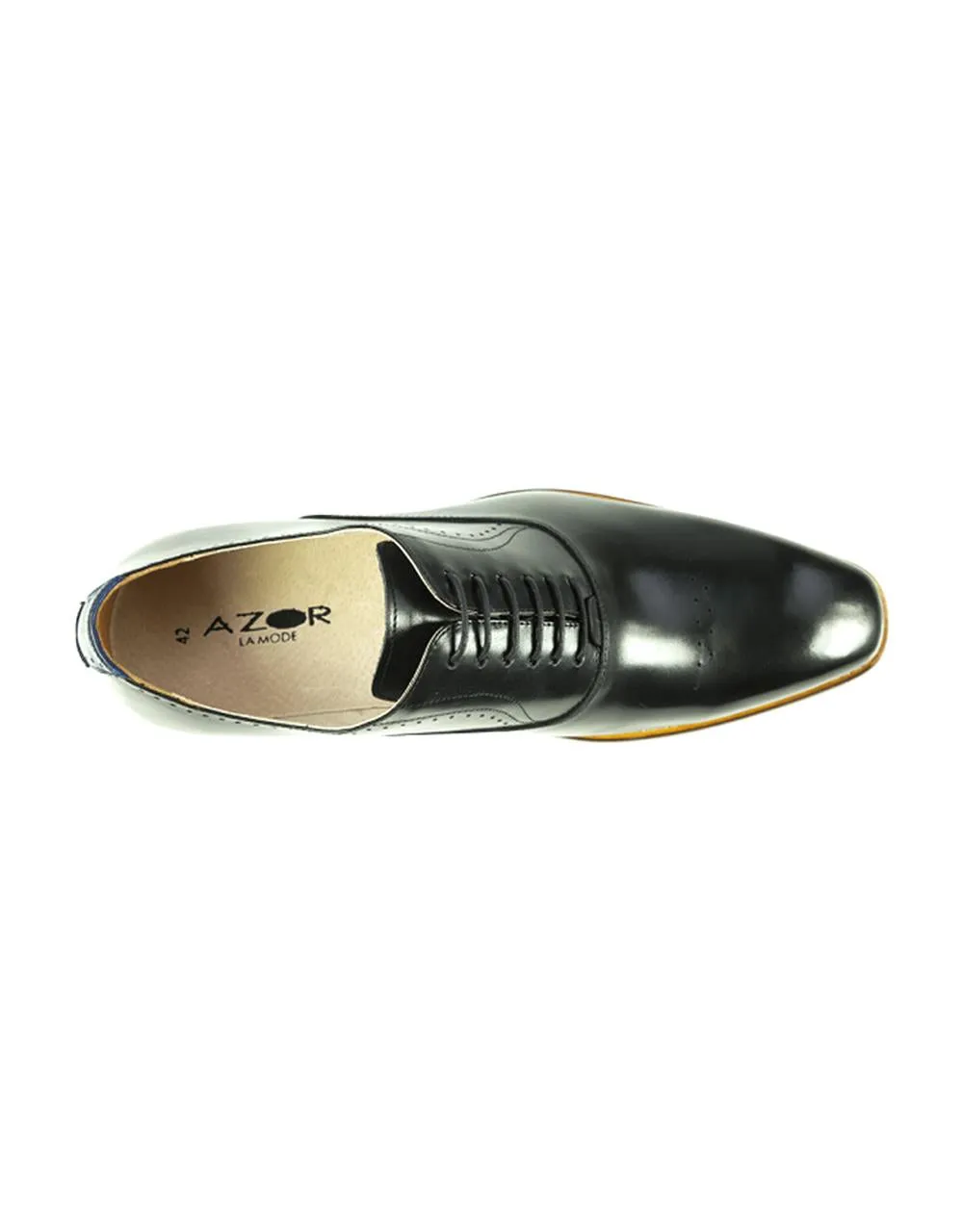 AZOR Mens Semi - Square Pompei Oxford  Lace Up Shoes Black UK 7 to UK 12
