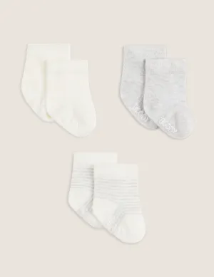 Baby Socks - 3 Pack - Heather Grey / Natural White / Stripe