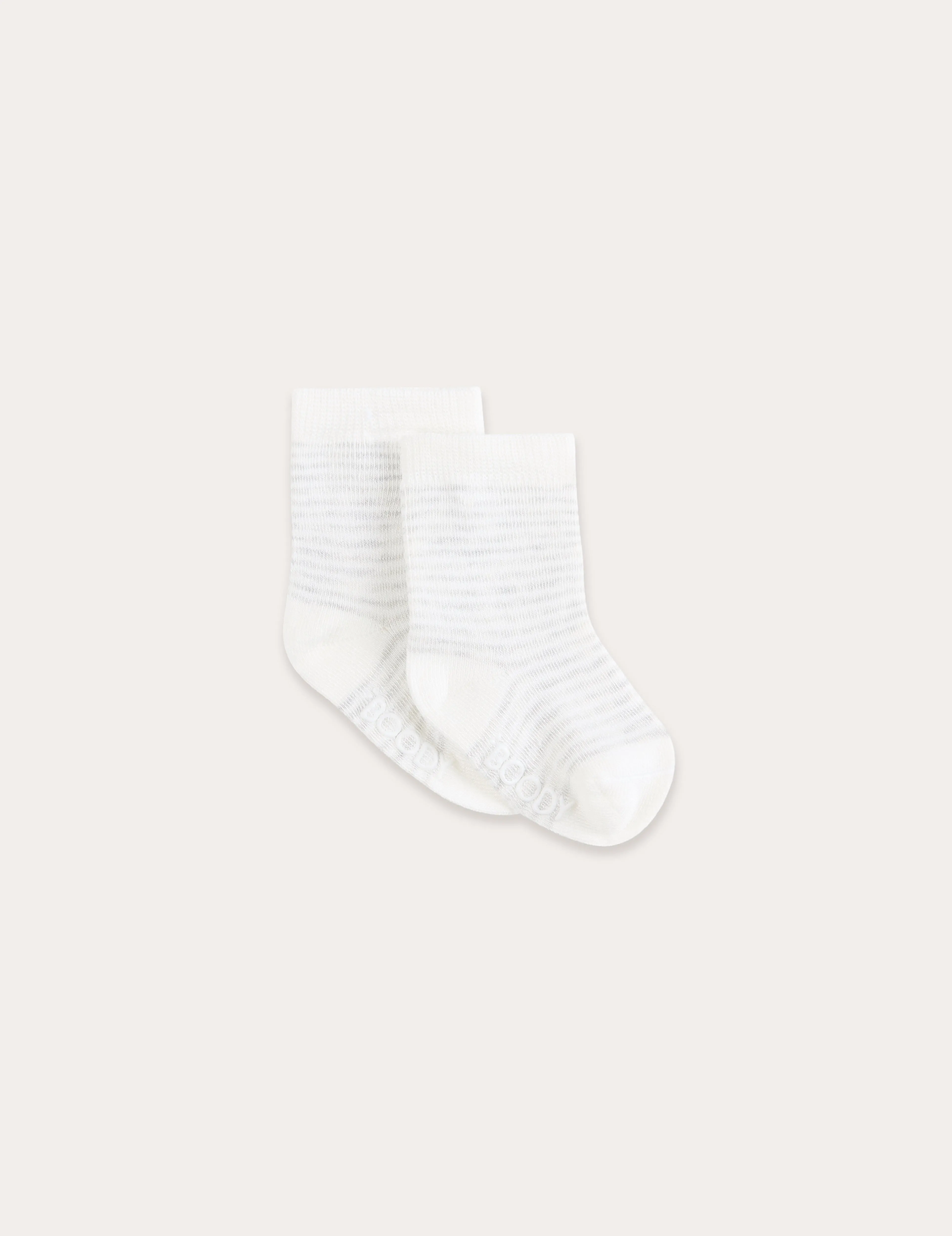 Baby Socks - 3 Pack - Heather Grey / Natural White / Stripe