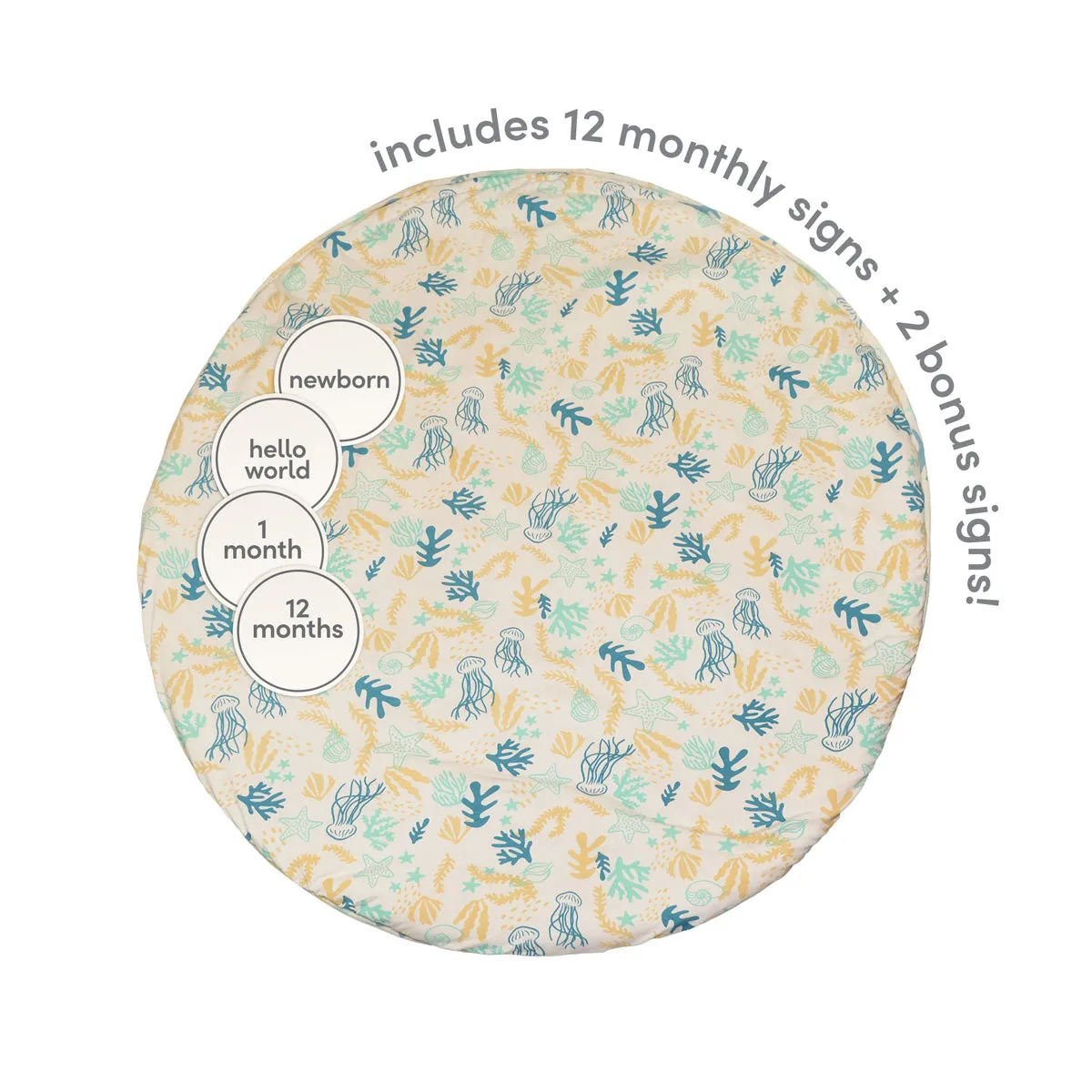 Bamboo Playmat & Monthly Sign Card Set (Reef Print)