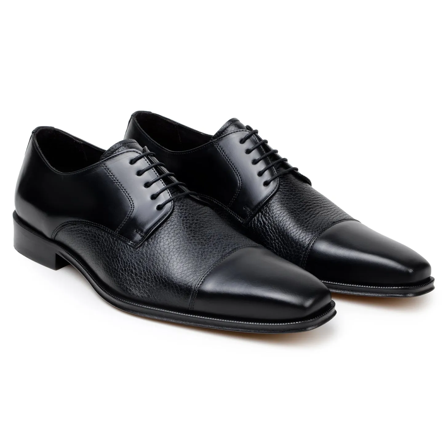 Belvedere Alexander in Black Premium Italian Deerskin Leather Oxfords