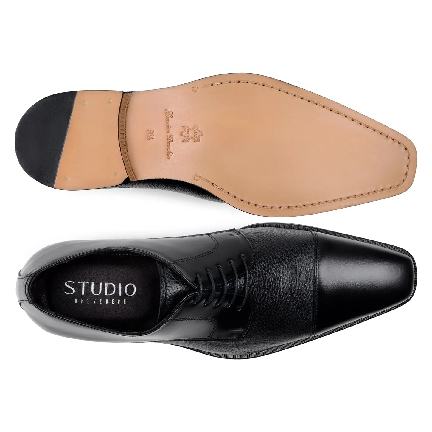 Belvedere Alexander in Black Premium Italian Deerskin Leather Oxfords