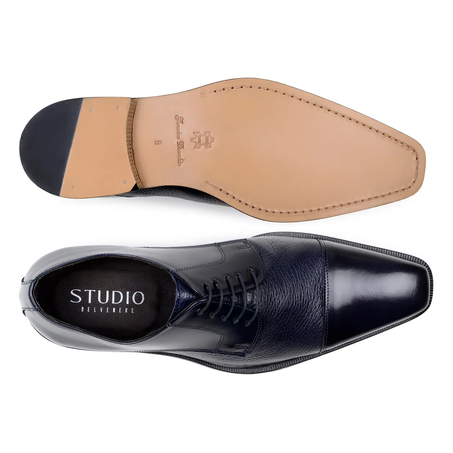 Belvedere Alexander in Navy Premium Italian Deerskin Leather Oxfords