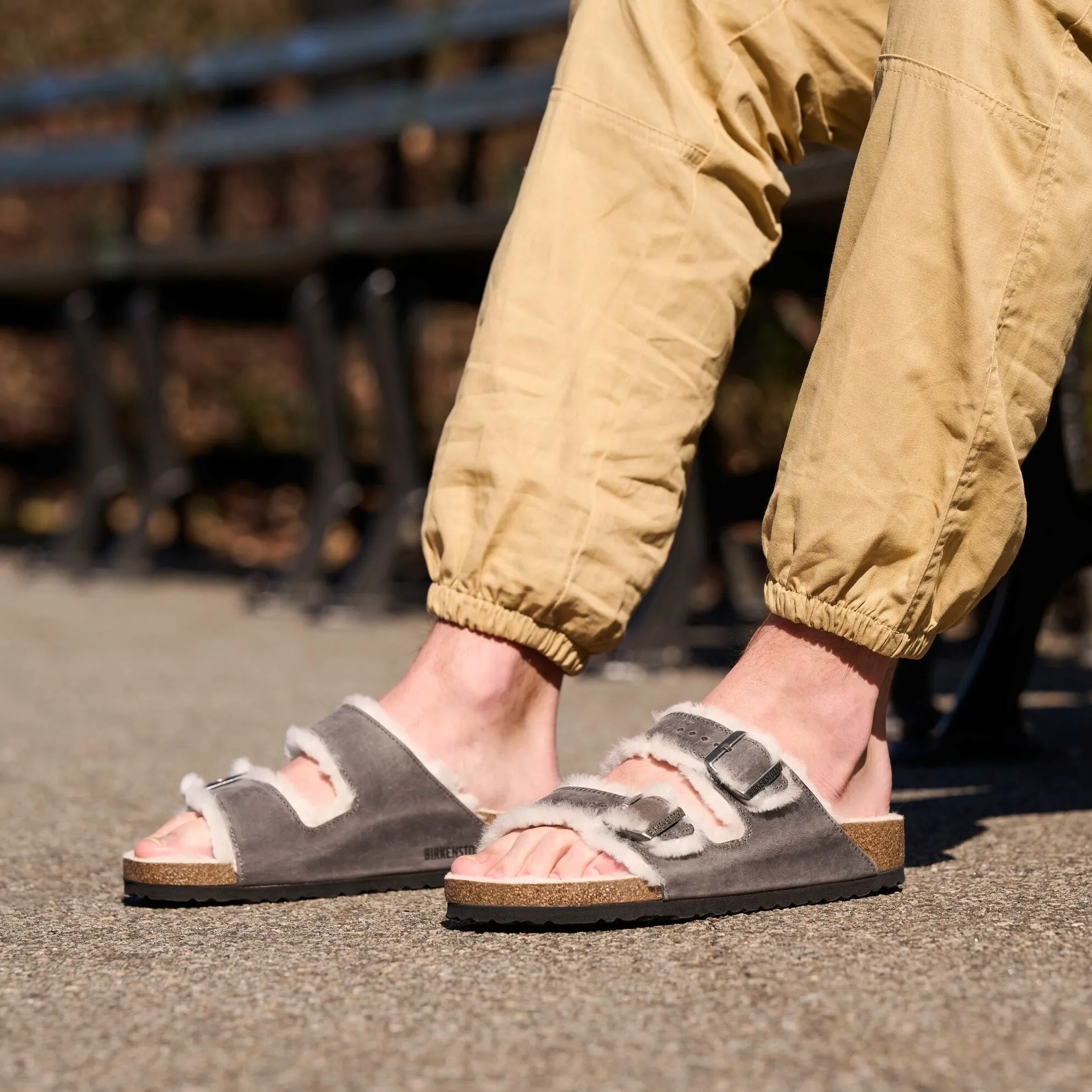 Birkenstock Arizona Shearling iron oiled leather/natural shearling