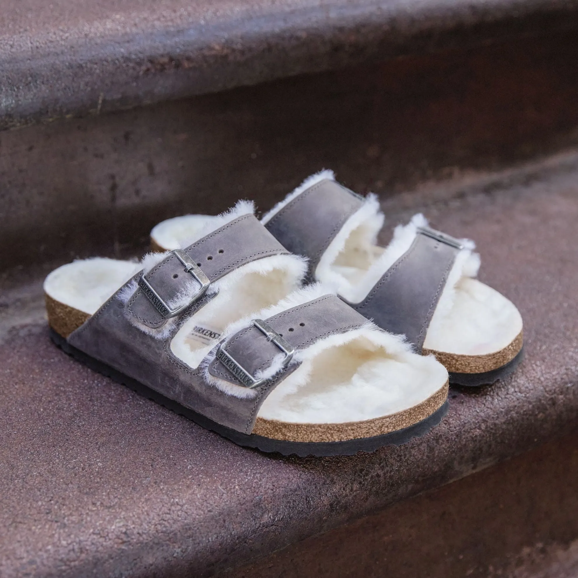 Birkenstock Arizona Shearling iron oiled leather/natural shearling