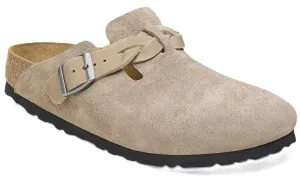 Birkenstock Boston Braided Clog - Taupe Suede | Comfortable Cork Footbed