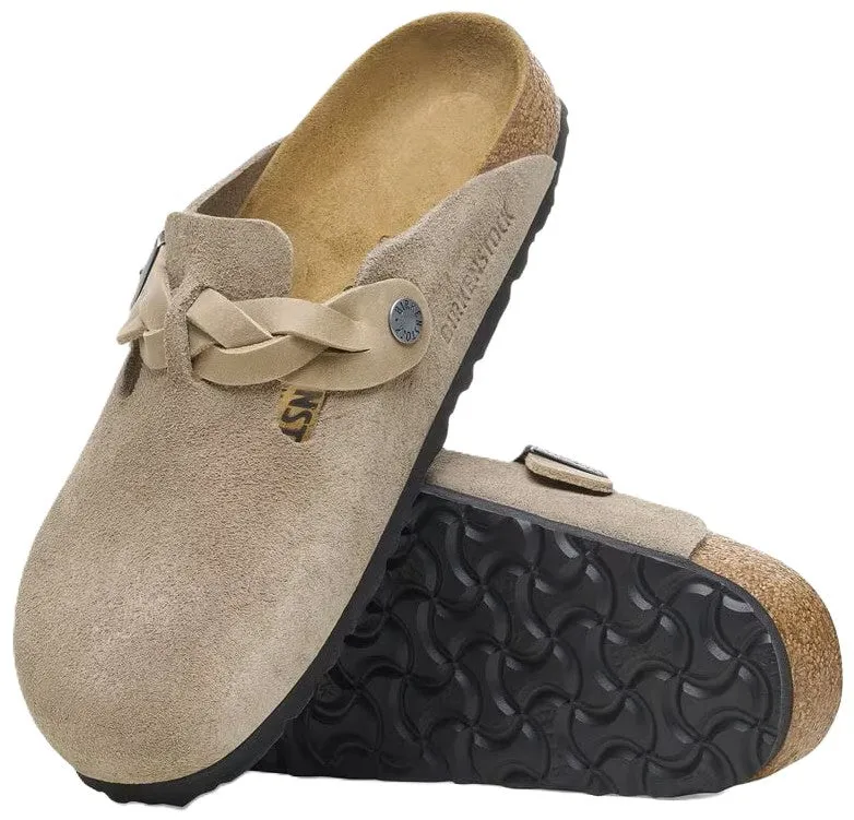 Birkenstock Boston Braided Clog - Taupe Suede | Comfortable Cork Footbed
