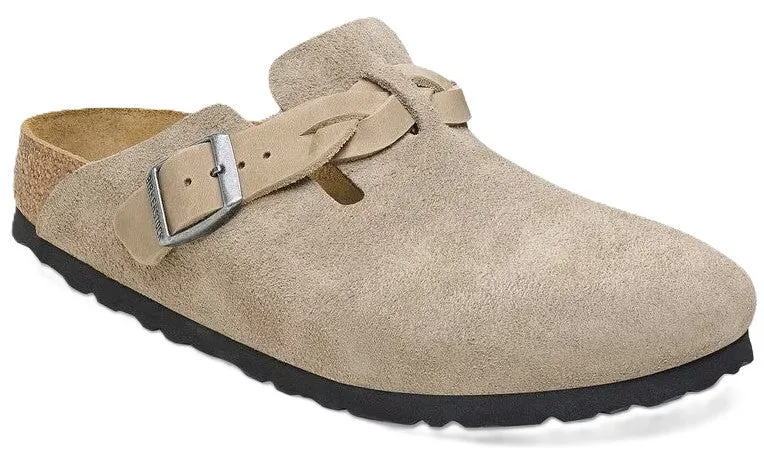 Birkenstock Boston Braided Clog - Taupe Suede | Comfortable Cork Footbed