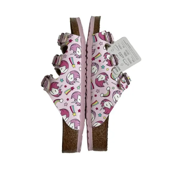 Birkenstock Florida 3 Strap Pink Unicorn Sandal, Size 34 NWOB