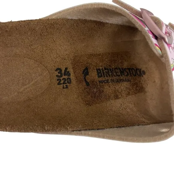 Birkenstock Florida 3 Strap Pink Unicorn Sandal, Size 34 NWOB