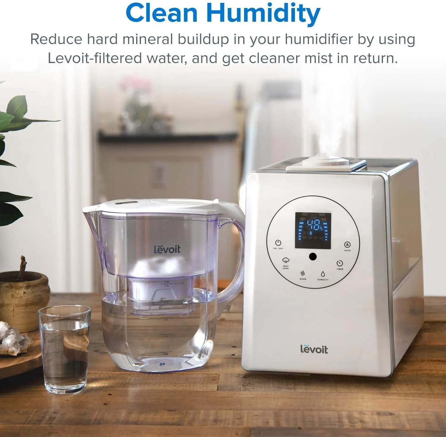 Brand new Levoit Warm & Cool Mist Ultrasonic Humidifier with ultrasonic mist for plants! Remote/Touch control, Large Display! Auto shut off! Great Reviews!