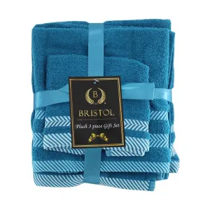 Bristol 100% Cotton Plush Towel Set - 3-Piece Teal