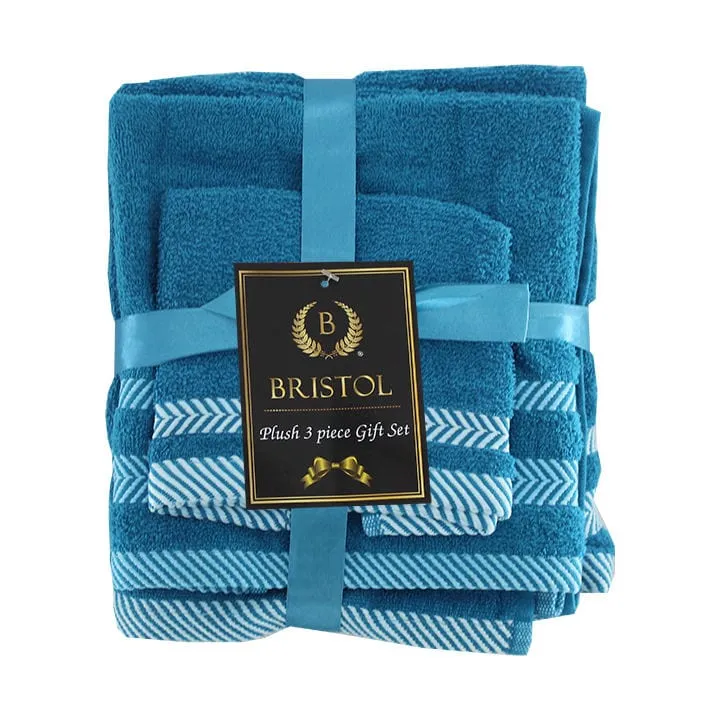 Bristol 100% Cotton Plush Towel Set - 3-Piece Teal