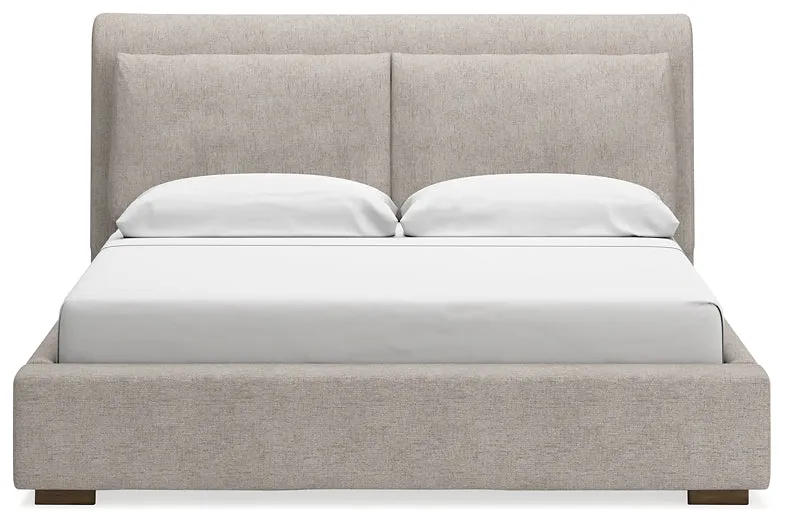 Cabalynn California King Upholstered Bed with Mirrored Dresser, Chest and Nightstand