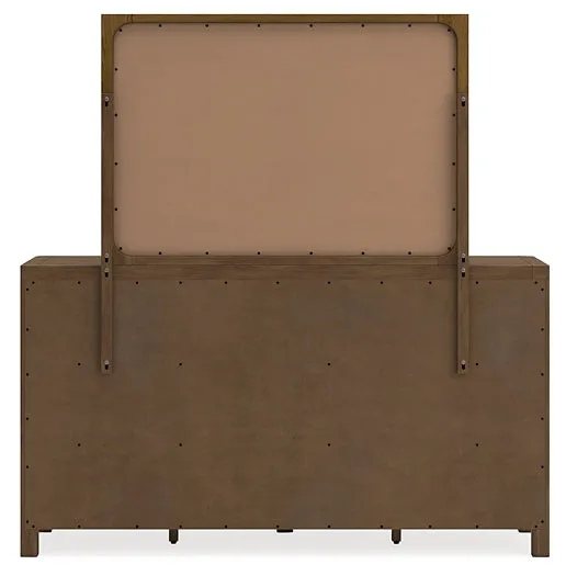 Cabalynn King Panel Bed with Storage with Mirrored Dresser