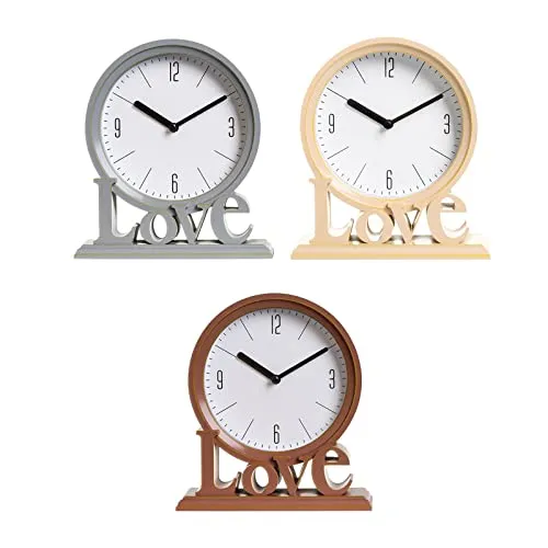 CALANDIS Decorative Love Word Desk Clock Non Ticking Ornament for Bedroom Easily Read Grey | 1 Table Clock