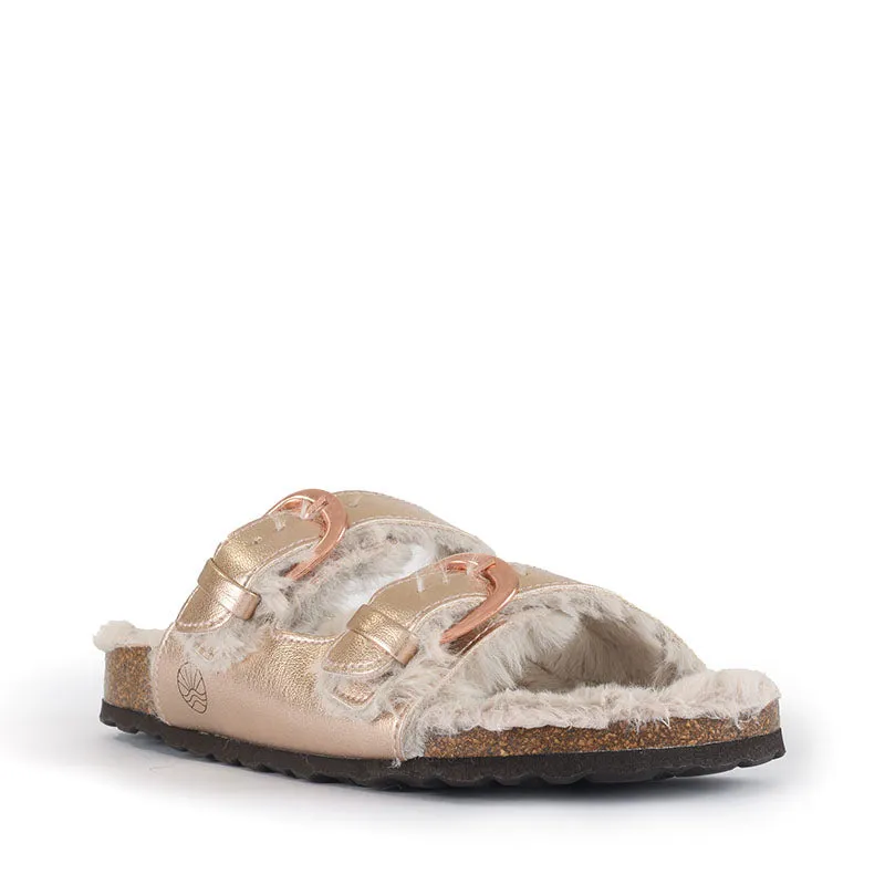 Calin - Vegan Metallic 2-Strap Slider - Rose Gold