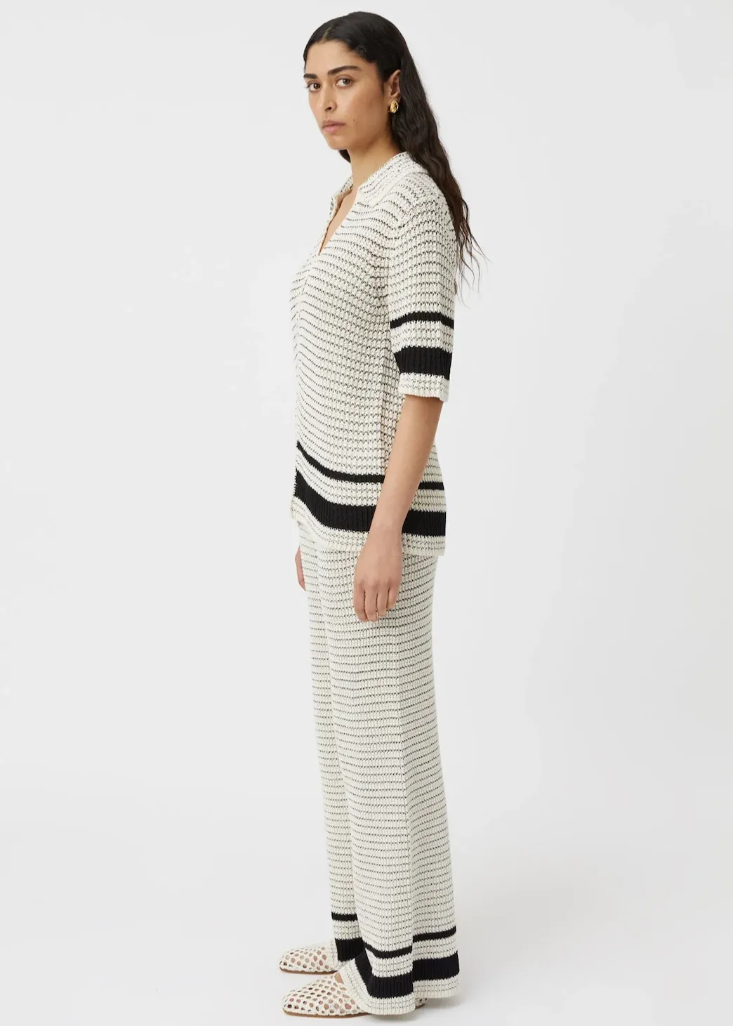 CAMILLA & MARC Reef Knit Boyfriend Shirt - Cream/Black