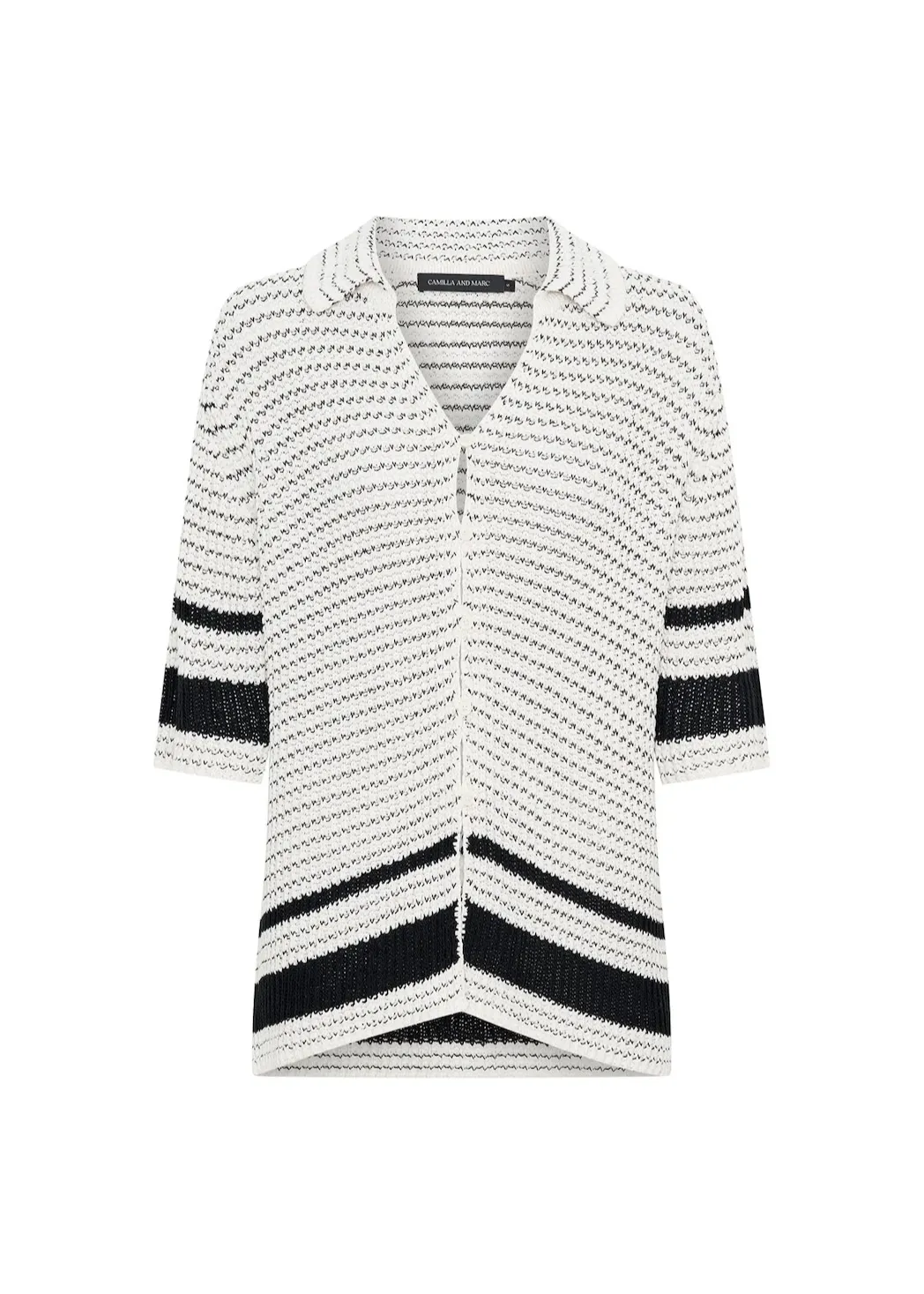 CAMILLA & MARC Reef Knit Boyfriend Shirt - Cream/Black