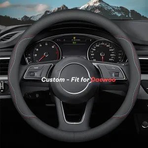 Car Steering Wheel Cover 2024 Update Version, Custom-Fit for Car, Premium Leather Car Steering Wheel Cover with Logo, Car Accessories WADA222