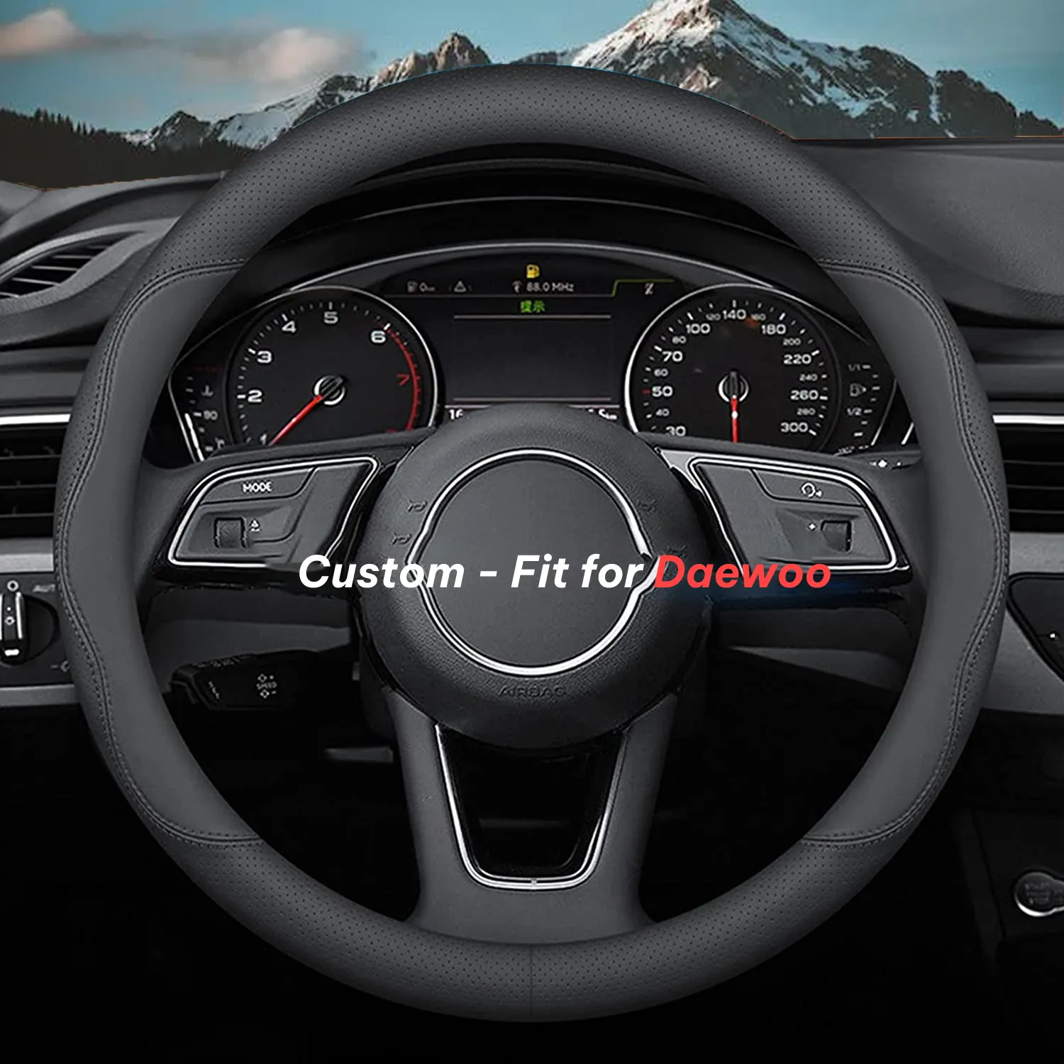 Car Steering Wheel Cover 2024 Update Version, Custom-Fit for Car, Premium Leather Car Steering Wheel Cover with Logo, Car Accessories WADA222