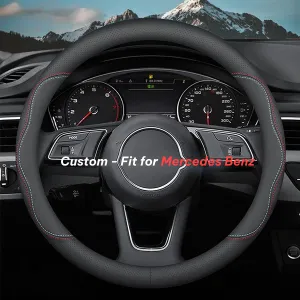 Car Steering Wheel Cover 2024 Update Version, Custom-Fit for Car, Premium Leather Car Steering Wheel Cover with Logo, Car Accessories WAMB222