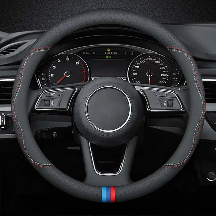 Car Steering Wheel Cover 2024 Update Version, Custom Fit For Your Cars, Premium Leather Car Steering Wheel Cover with Logo, Car Accessories HY18991