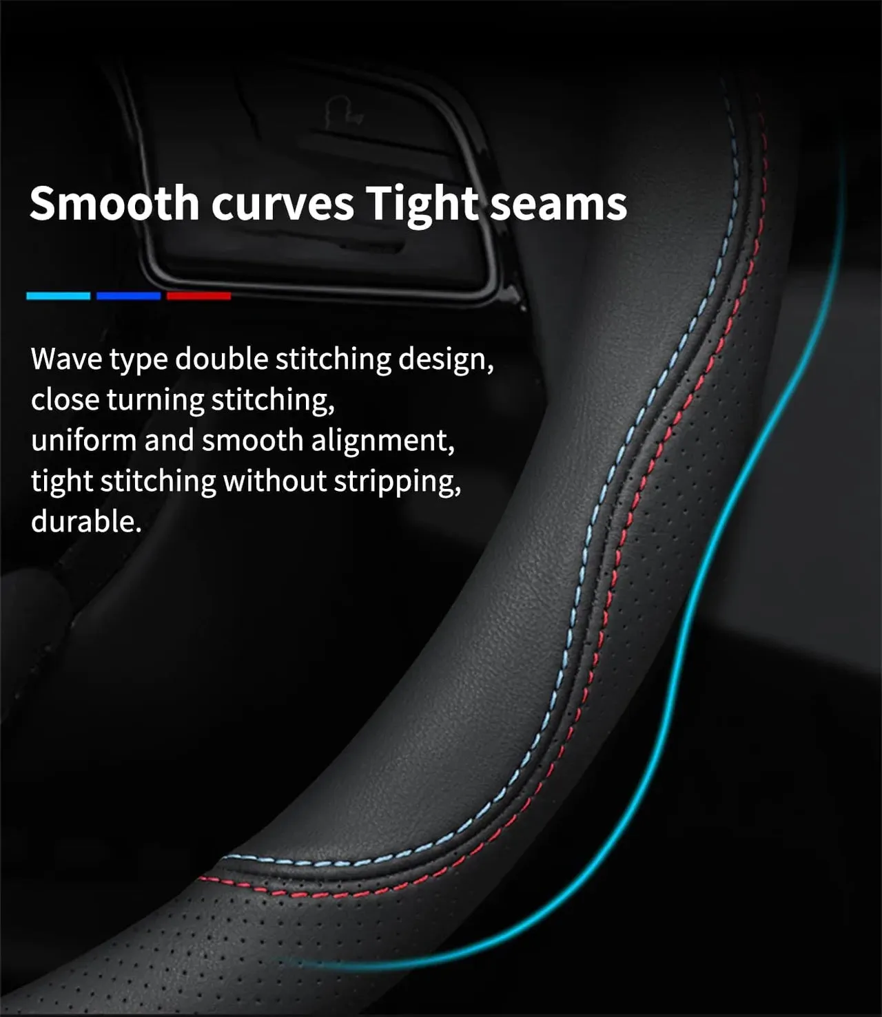 Car Steering Wheel Cover 2024 Update Version, Custom Fit For Your Cars, Premium Leather Car Steering Wheel Cover with Logo, Car Accessories HY18991
