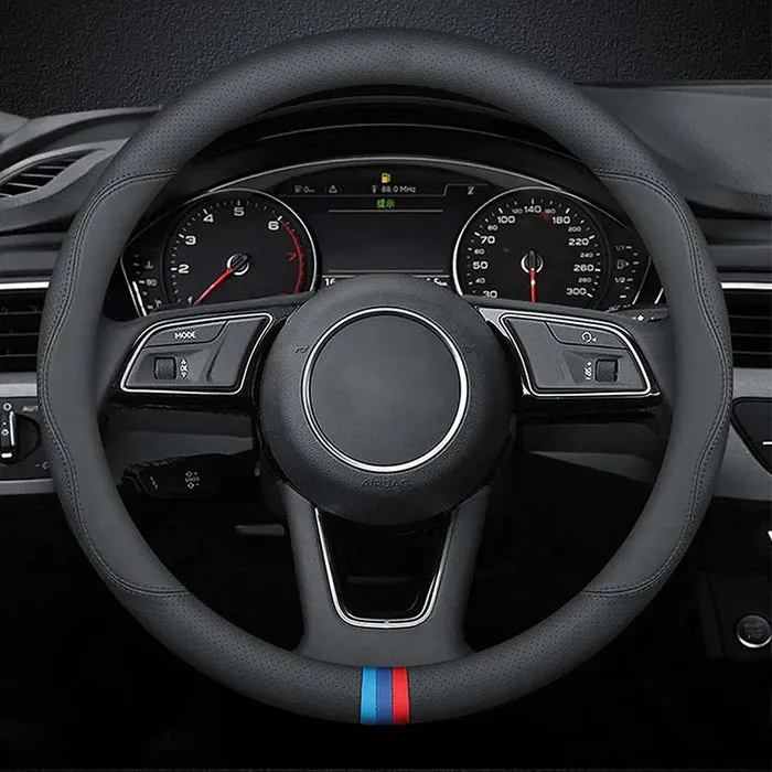 Car Steering Wheel Cover 2024 Update Version, Custom Fit For Your Cars, Premium Leather Car Steering Wheel Cover with Logo, Car Accessories HY18991