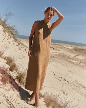 Carmen - Linen Dress in Brown