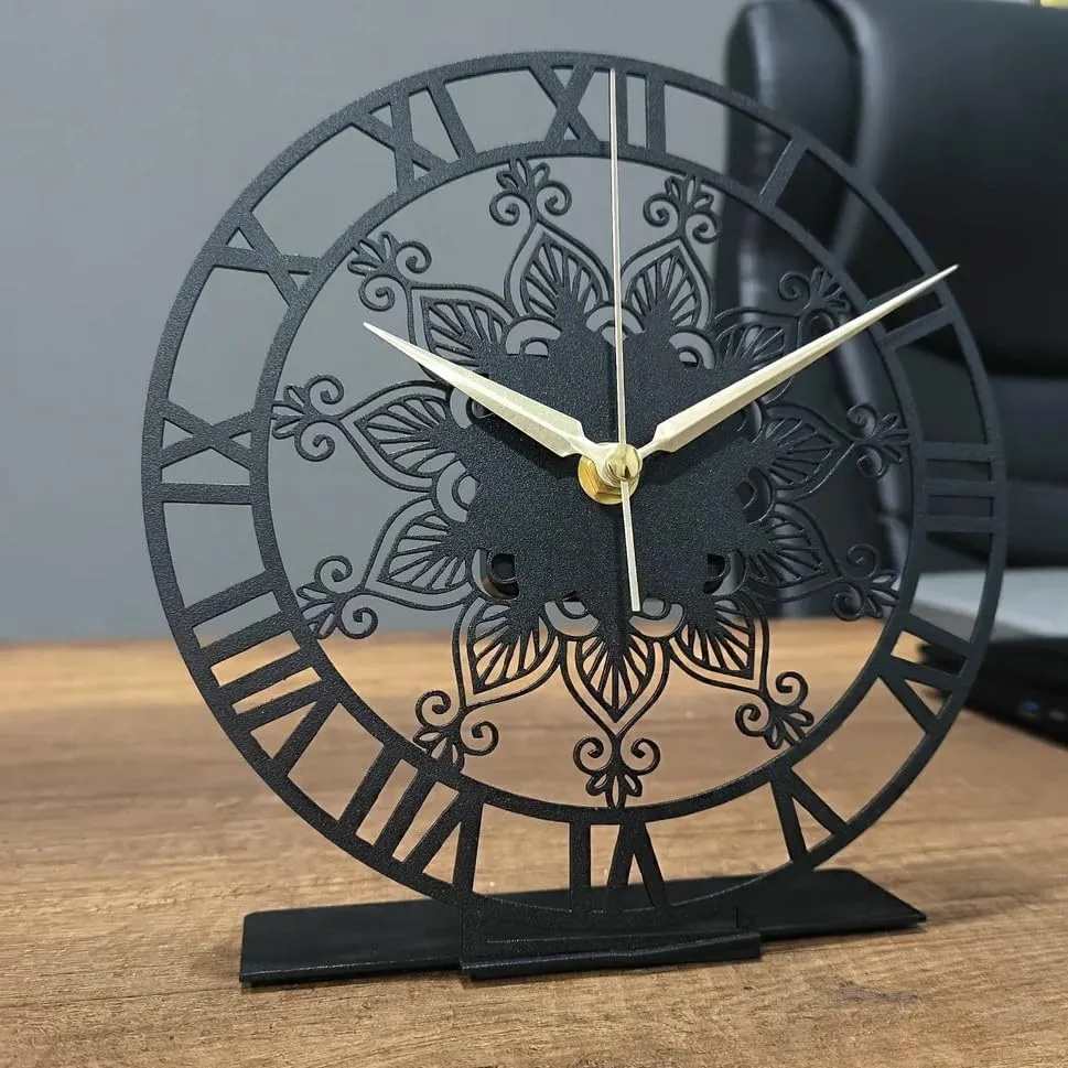 Cartvilla Classic Tabletop Office Clock, Metal Desktop Clock, Mid Century Clock Gift, Home Office Clock,Shelf Silent Clock,New Home Gift,Business Gift