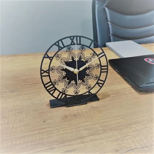 Cartvilla Classic Tabletop Office Clock, Metal Desktop Clock, Mid Century Clock Gift, Home Office Clock,Shelf Silent Clock,New Home Gift,Business Gift